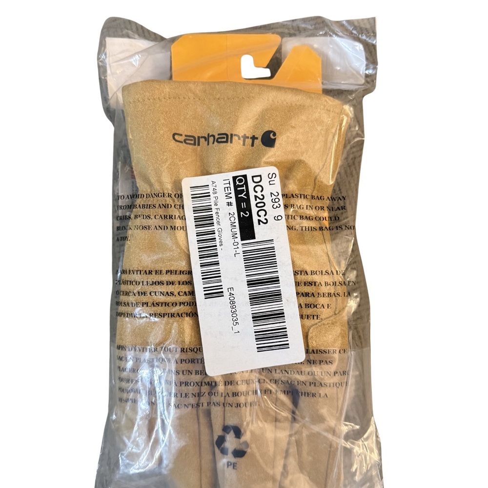 Carhartt‎ Brown Suede Work Gloves with Logo - Picture 3 of 3